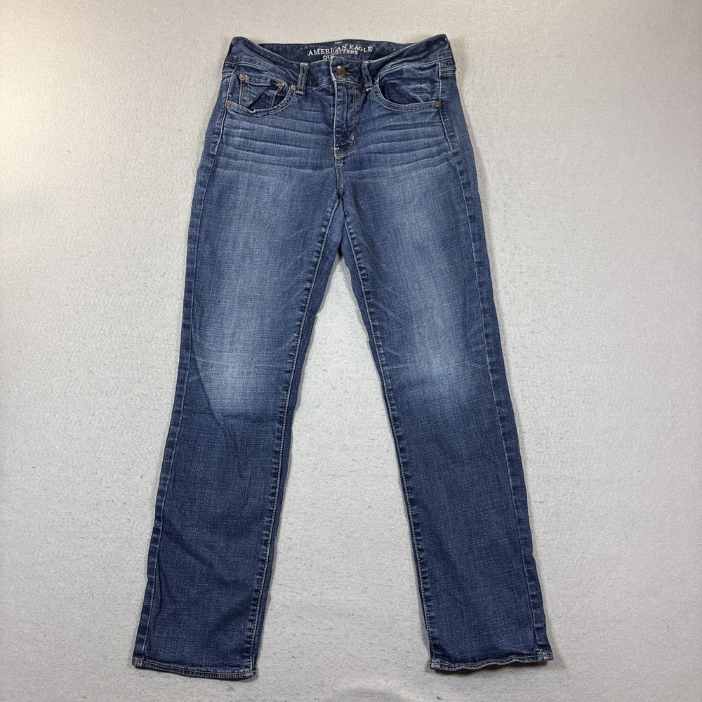 American‎ Eagle Outfitters Straight Super Stretch Blue Denim Jean Women Size 10